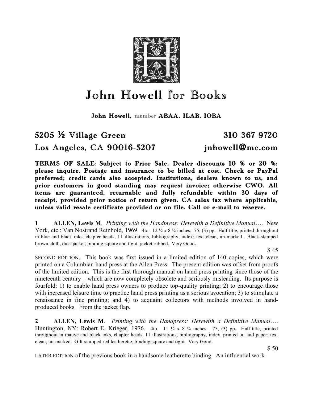 John Howell for Books