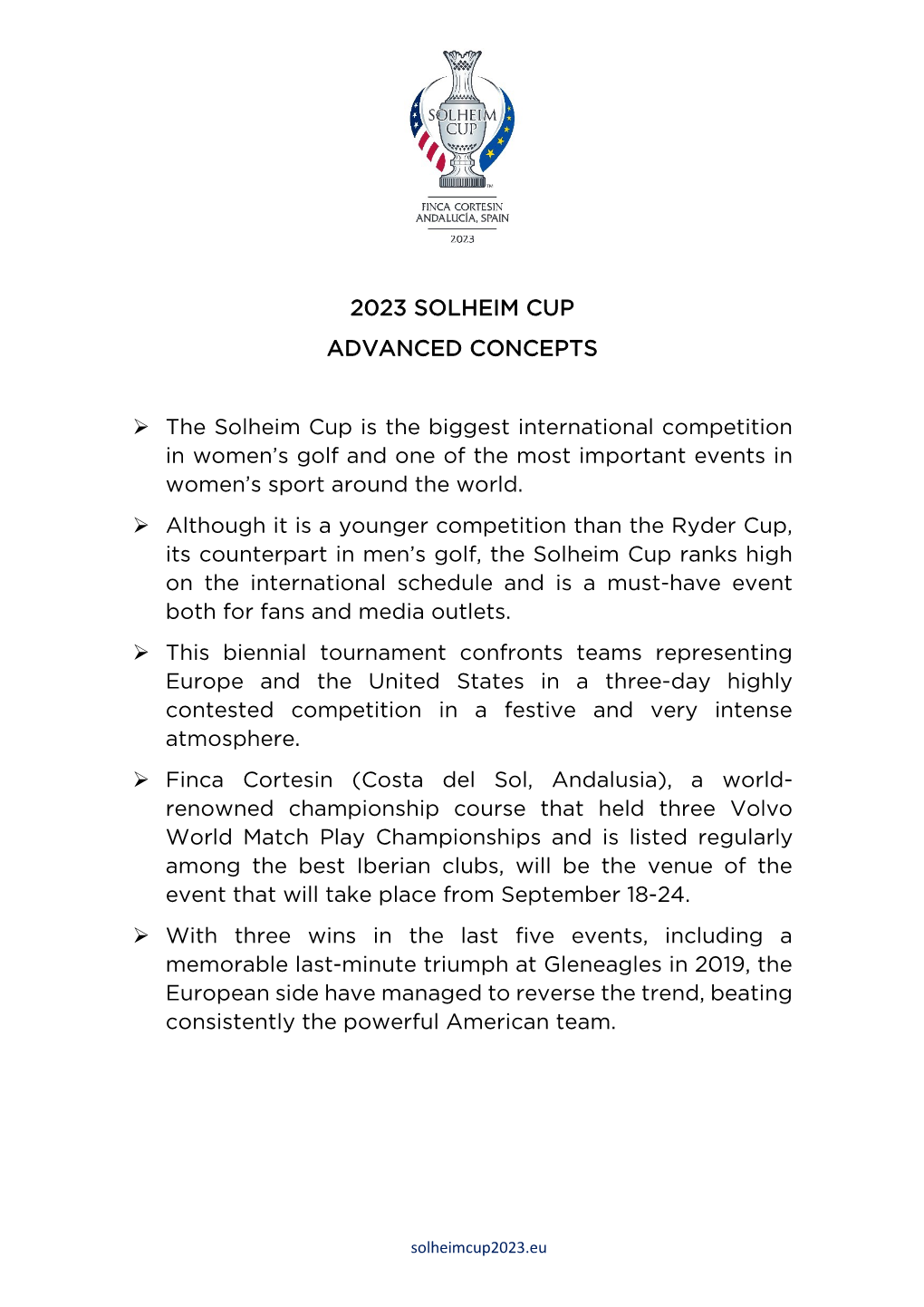 2023 Solheim Cup Advanced Concepts
