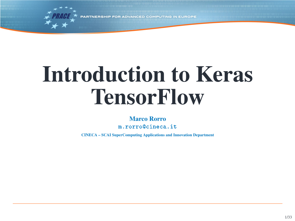 Introduction to Keras Tensorflow