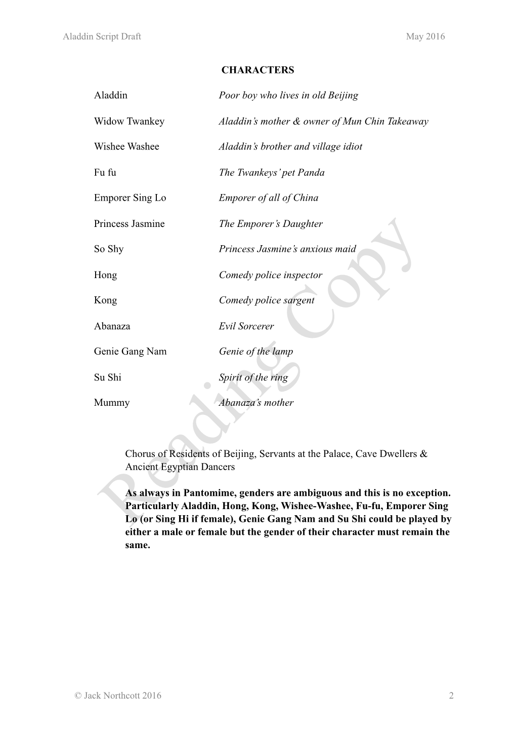 Aladdin Pantomime Script