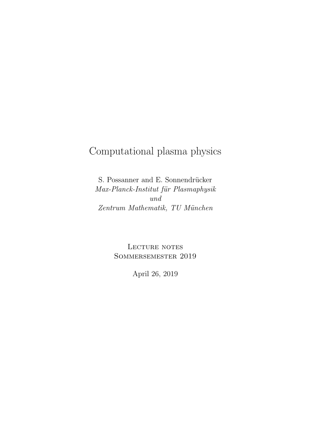 Computational Plasma Physics