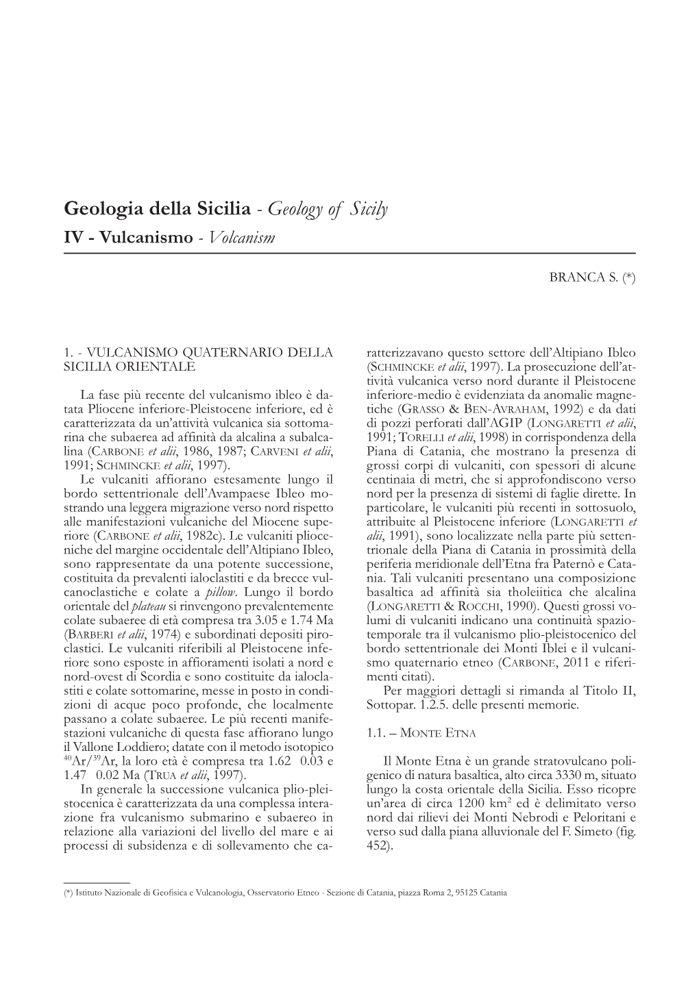 Geologia Della Sicilia - Geology of Sicily IV - Vulcanismo - Volcanism