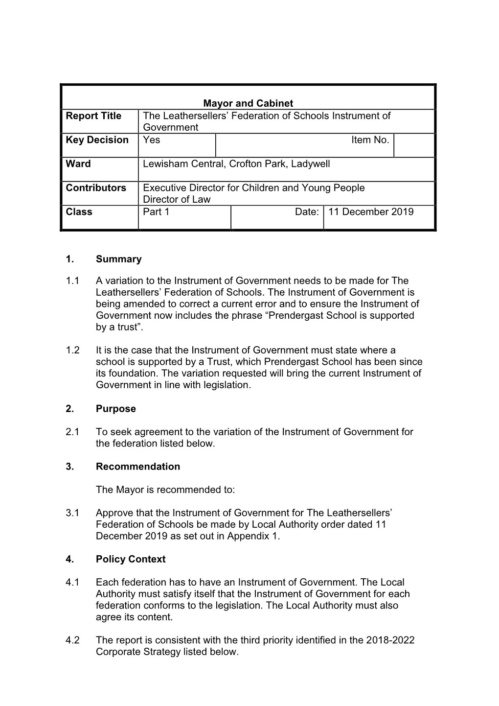 The Leathersellers Federation of Schools Instruments of Government