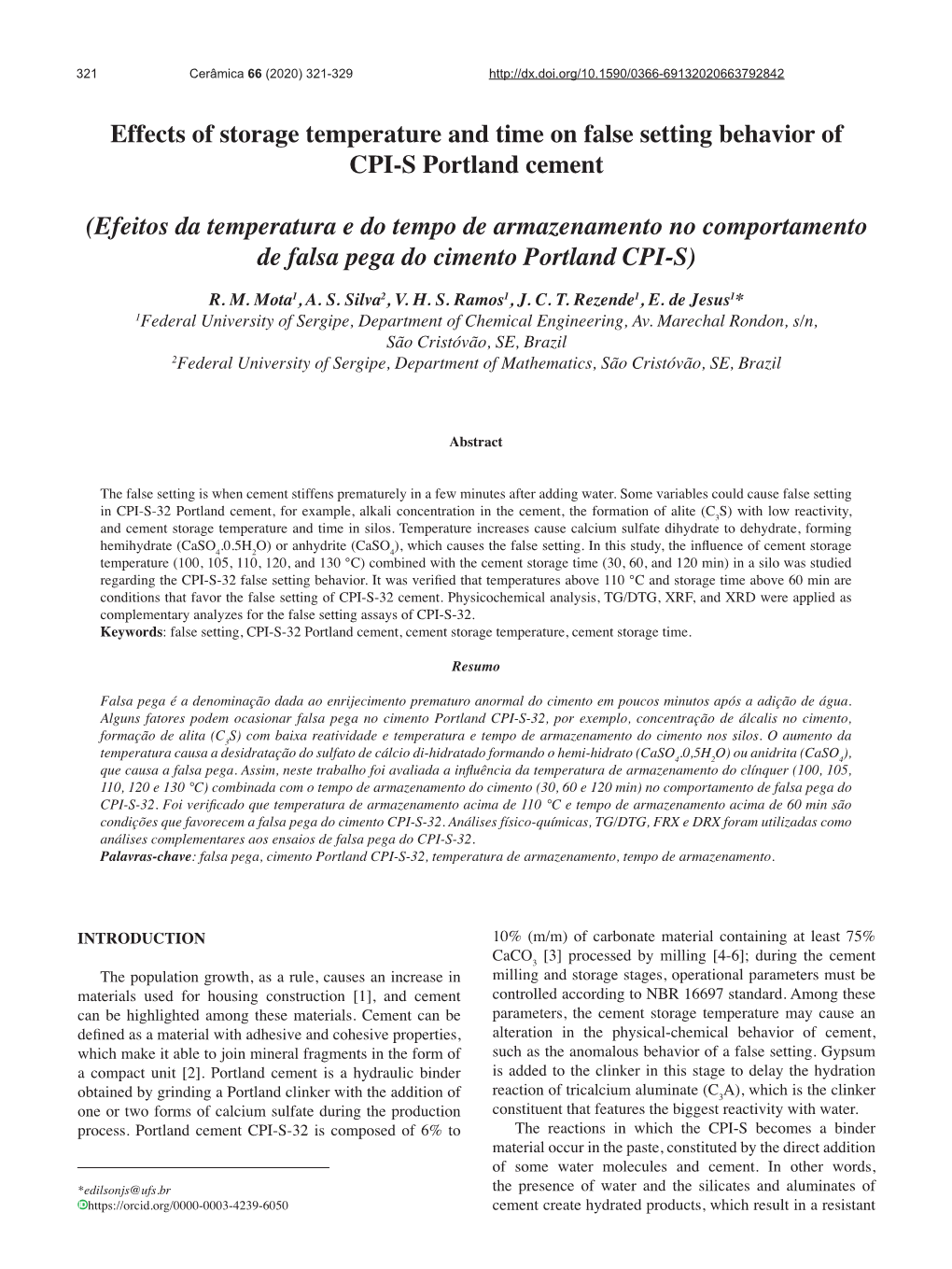 Effects of Storage Temperature and Time on False Setting Behavior of CPI-S Portland Cement