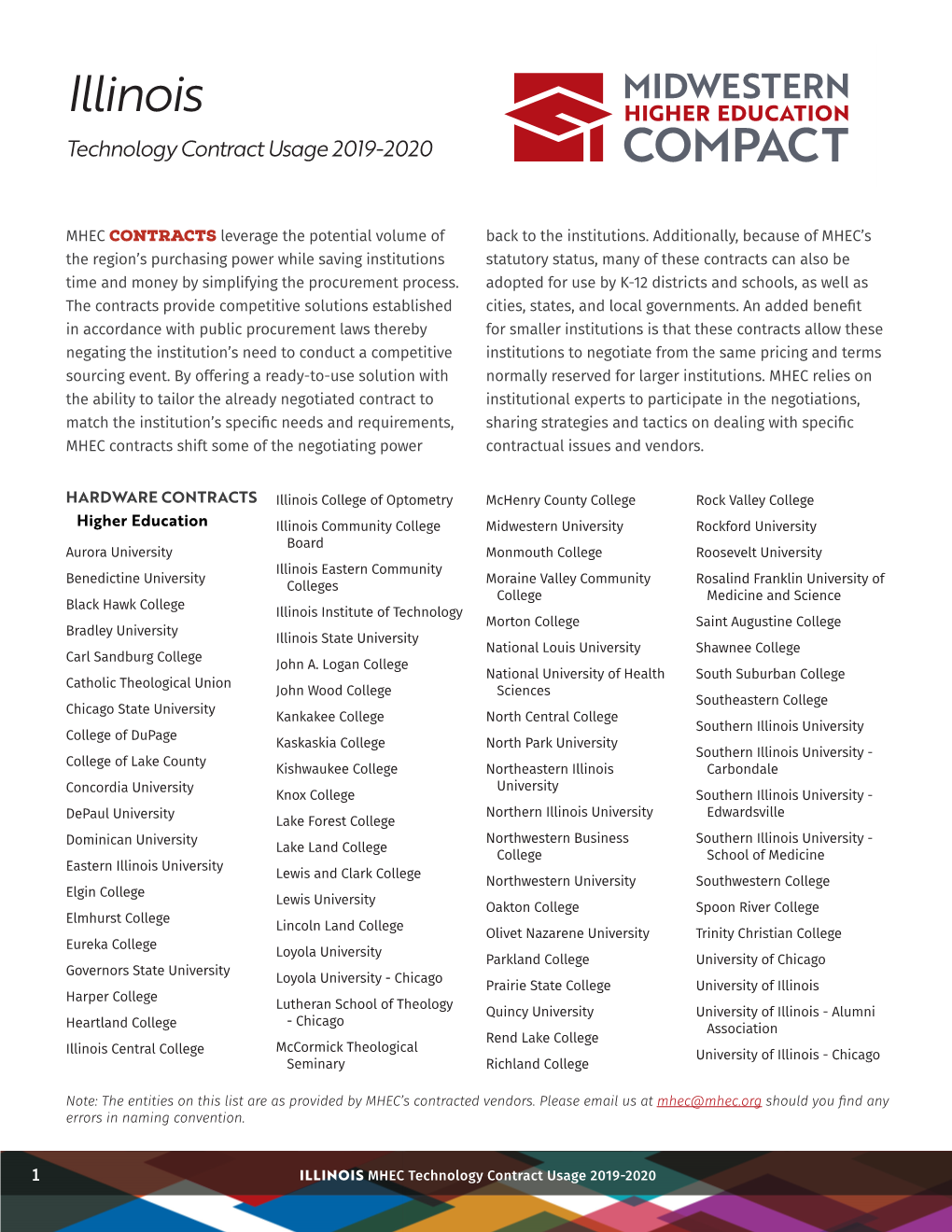 Illinois Tech Contract Usage 2019-2020