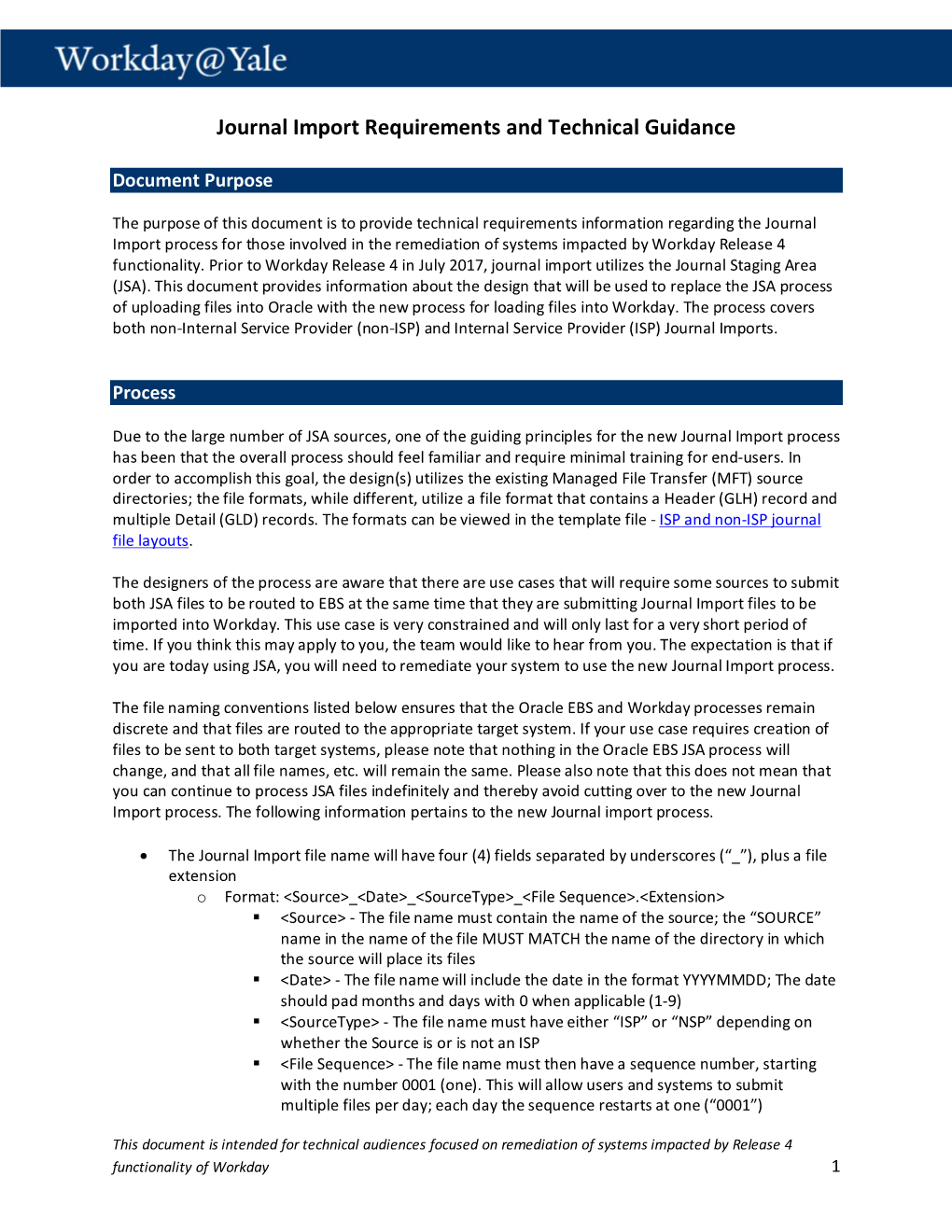 Journal Import Requirements and Technical Guidance