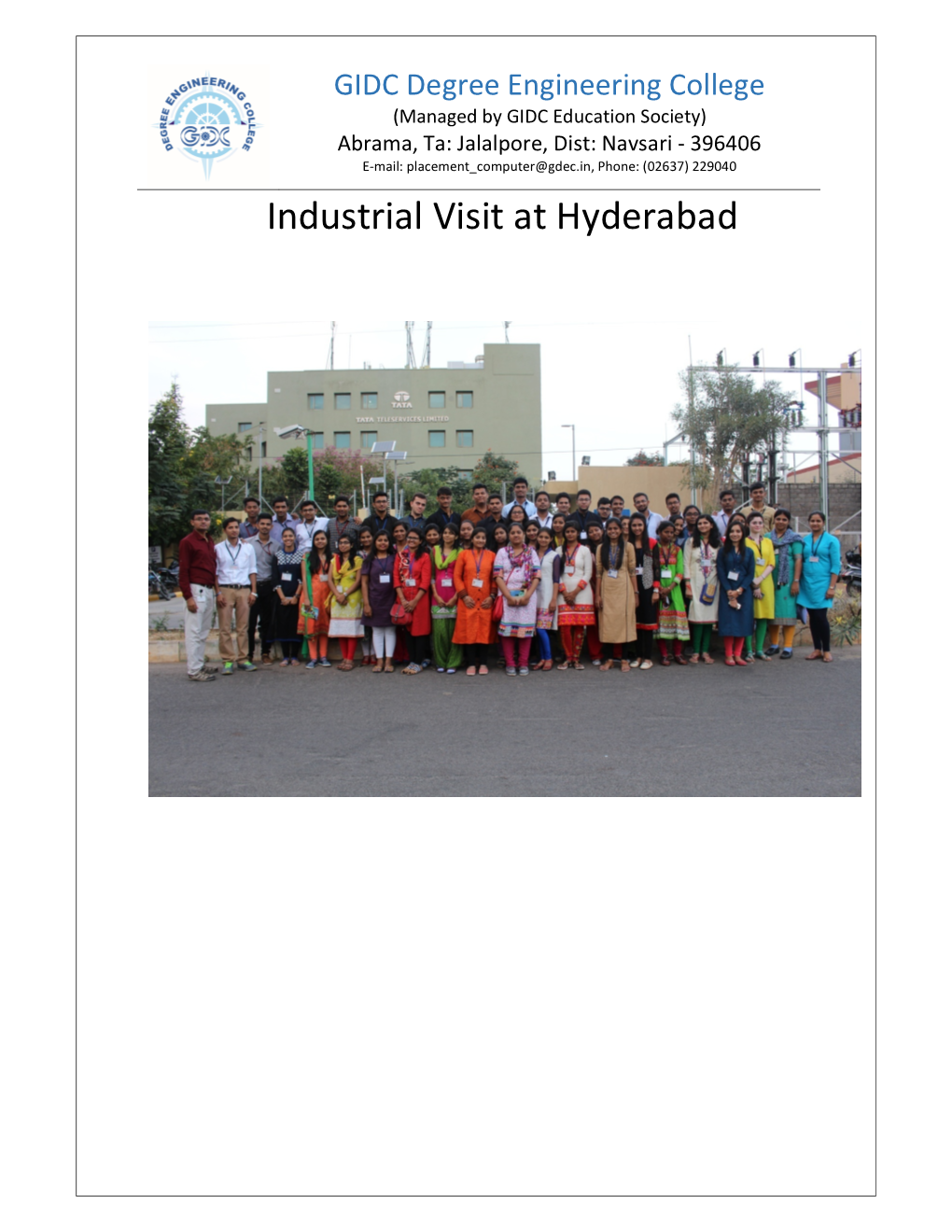Industrial Visit at Hyderabad