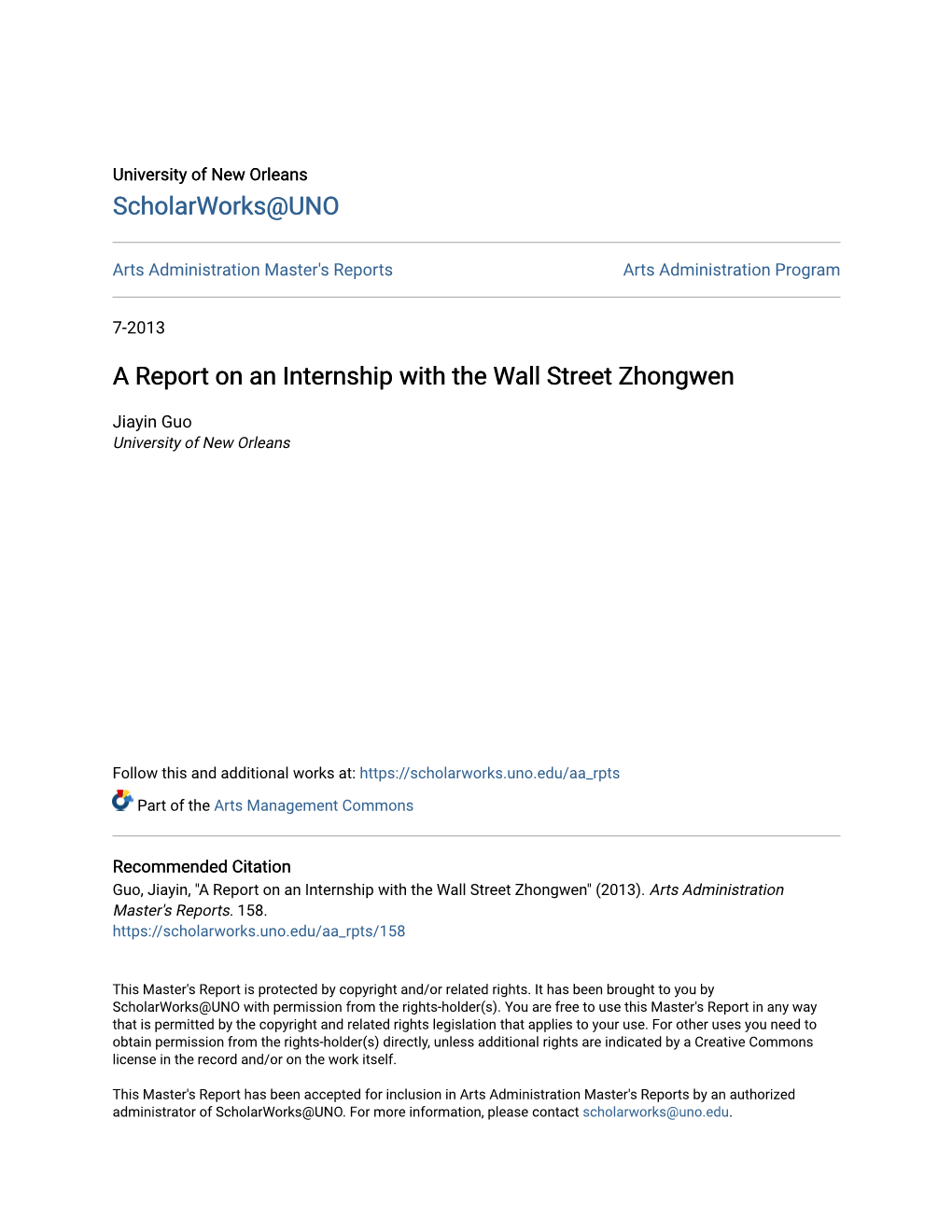 A Report on an Internship with the Wall Street Zhongwen