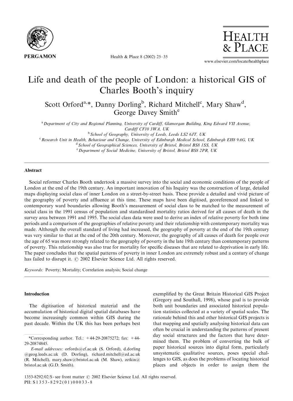 Life and Death of the People of London: a Historical GIS of Charles