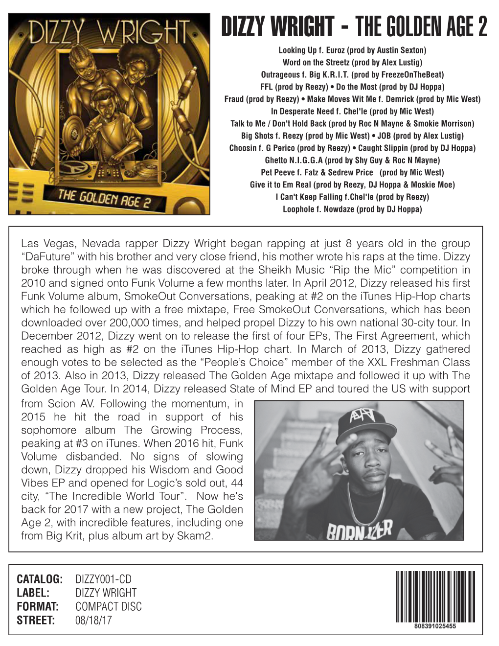 DIZZY 001 DIZZY WRIGHT the Golden Age 2 CD