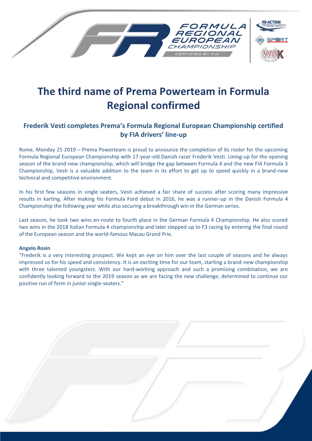 The Third Name of Prema Powerteam in Formula Regional Confirmed