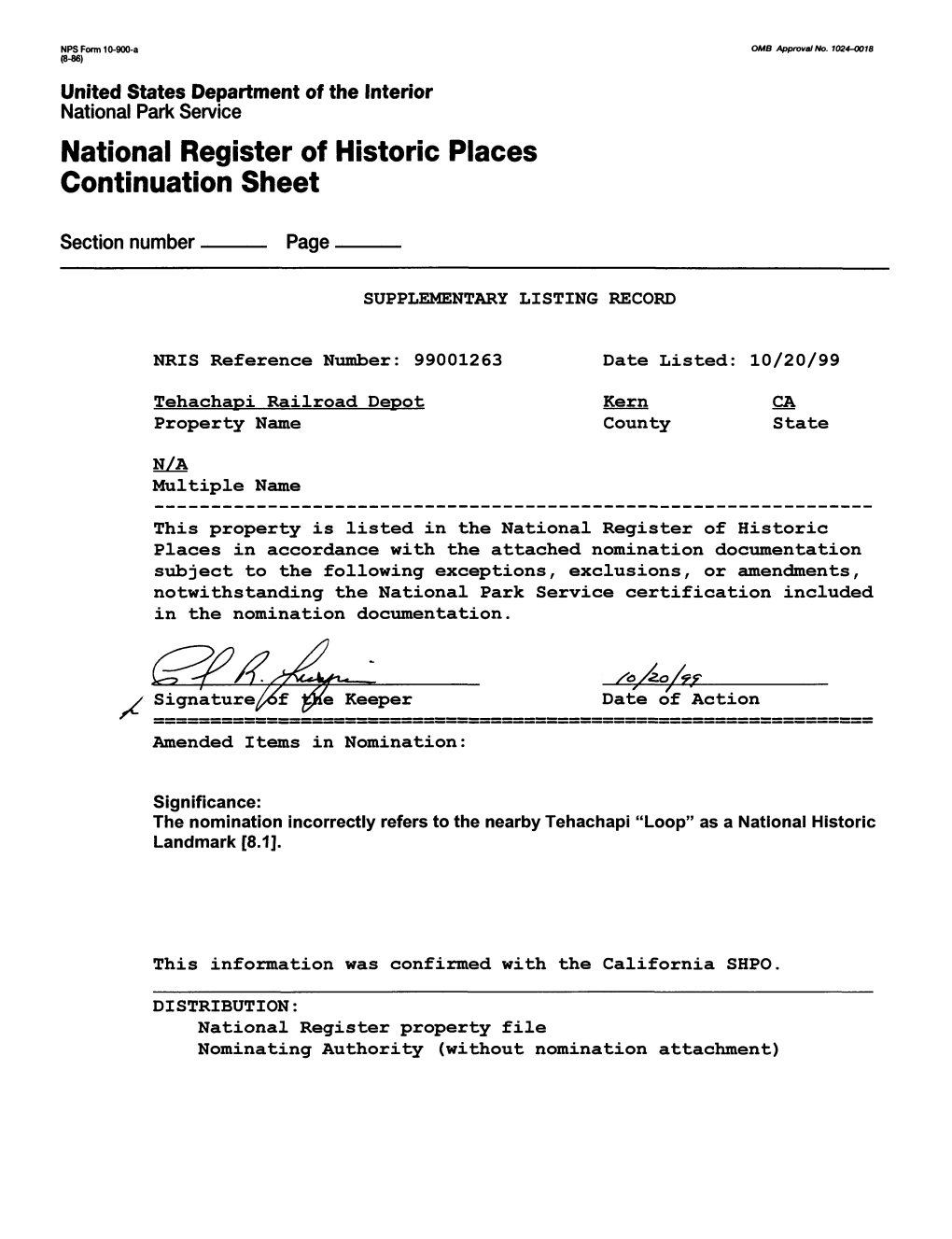 National Register of Historic Places Continuation Sheet