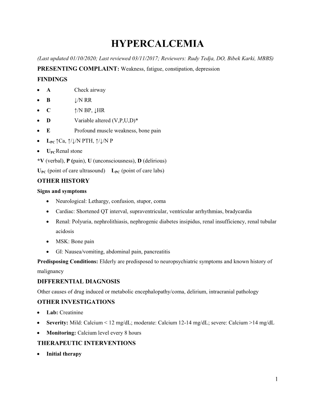 Electrolyte Imb-Hypercalcemia