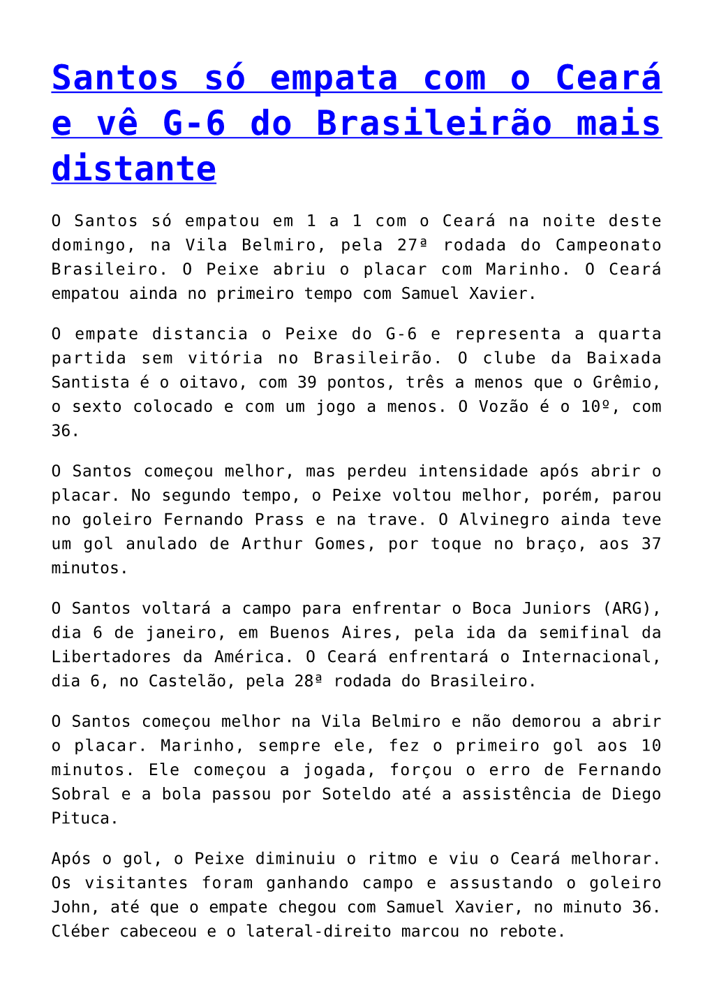 Flamengo Empata Com Fortaleza No Castelão E Perde Vice- Liderança