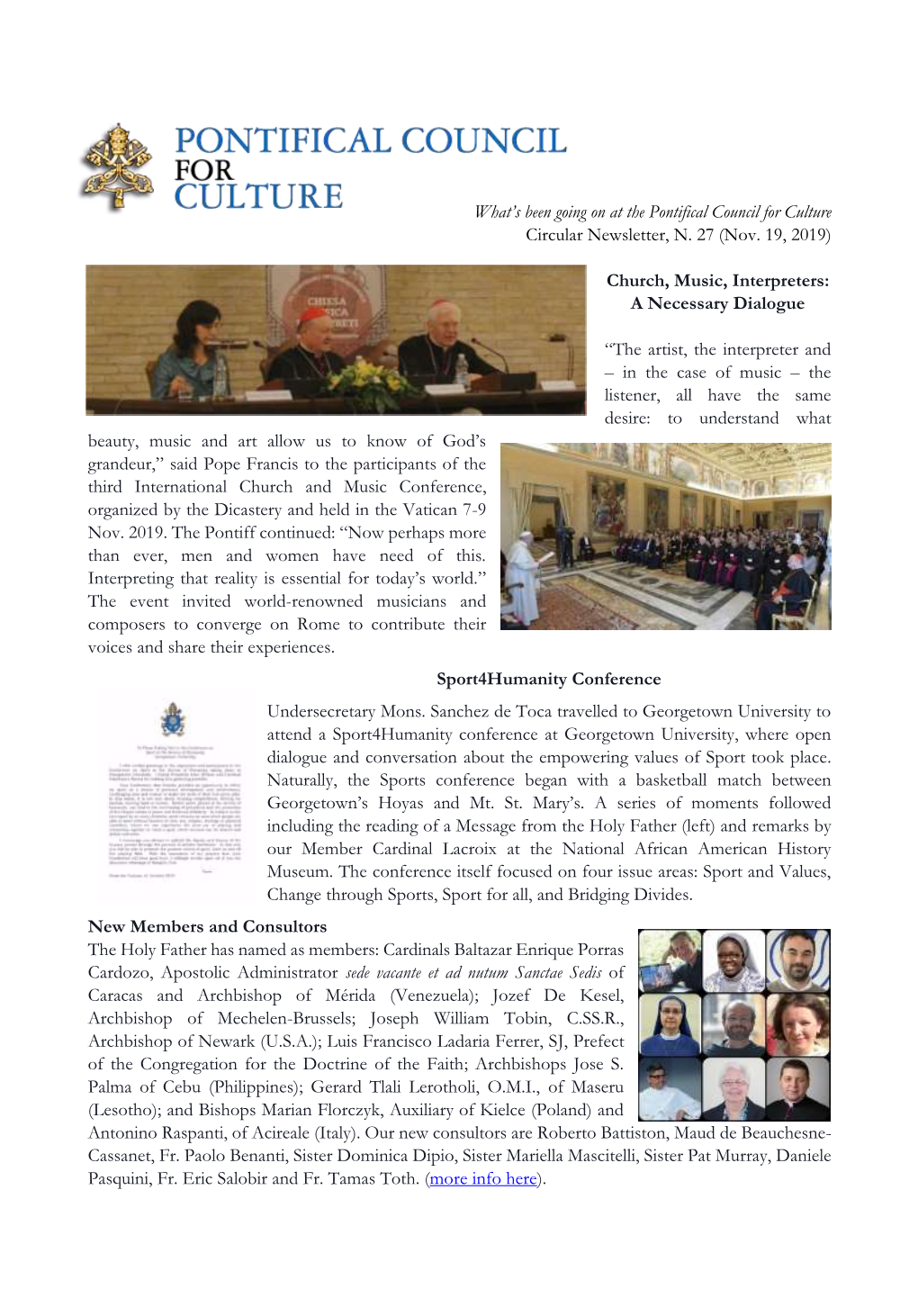 What's Been Going on at the Pontifical Council for Culture Circular