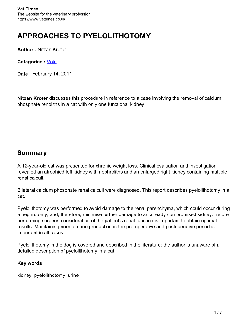 Approaches to Pyelolithotomy