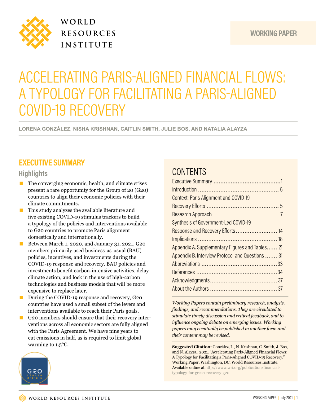 Accelerating Paris-Aligned Financial Flows: a Typology for Facilitating a Paris-Aligned Covid-19 Recovery