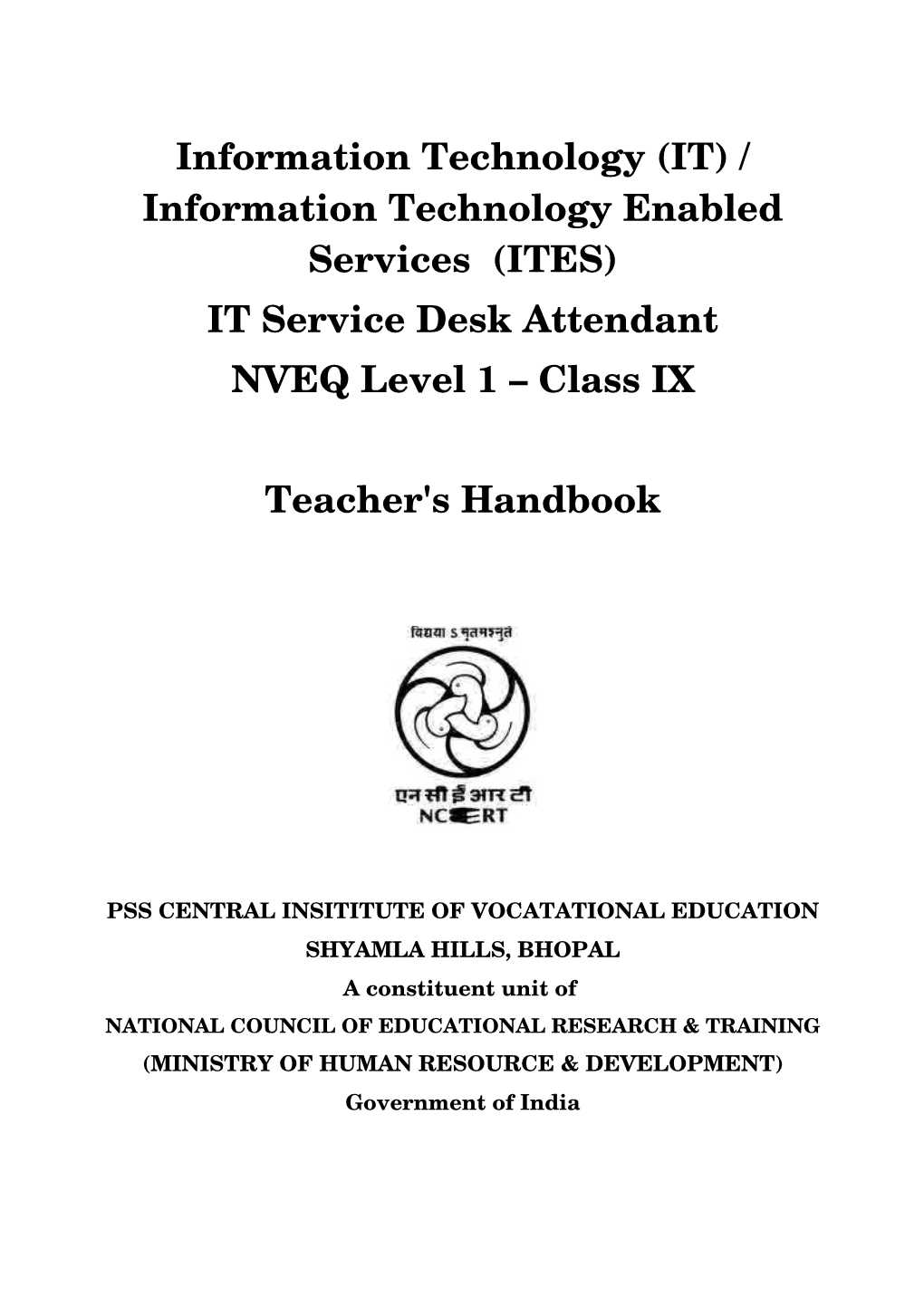 (ITES) IT Service Desk Attendant NVEQ Level 1 – Class IX Teacher's Handbook