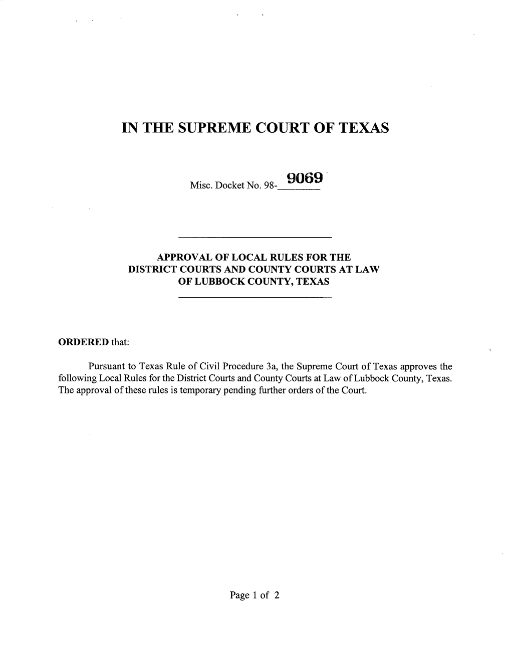 In the Supreme Court of Texas