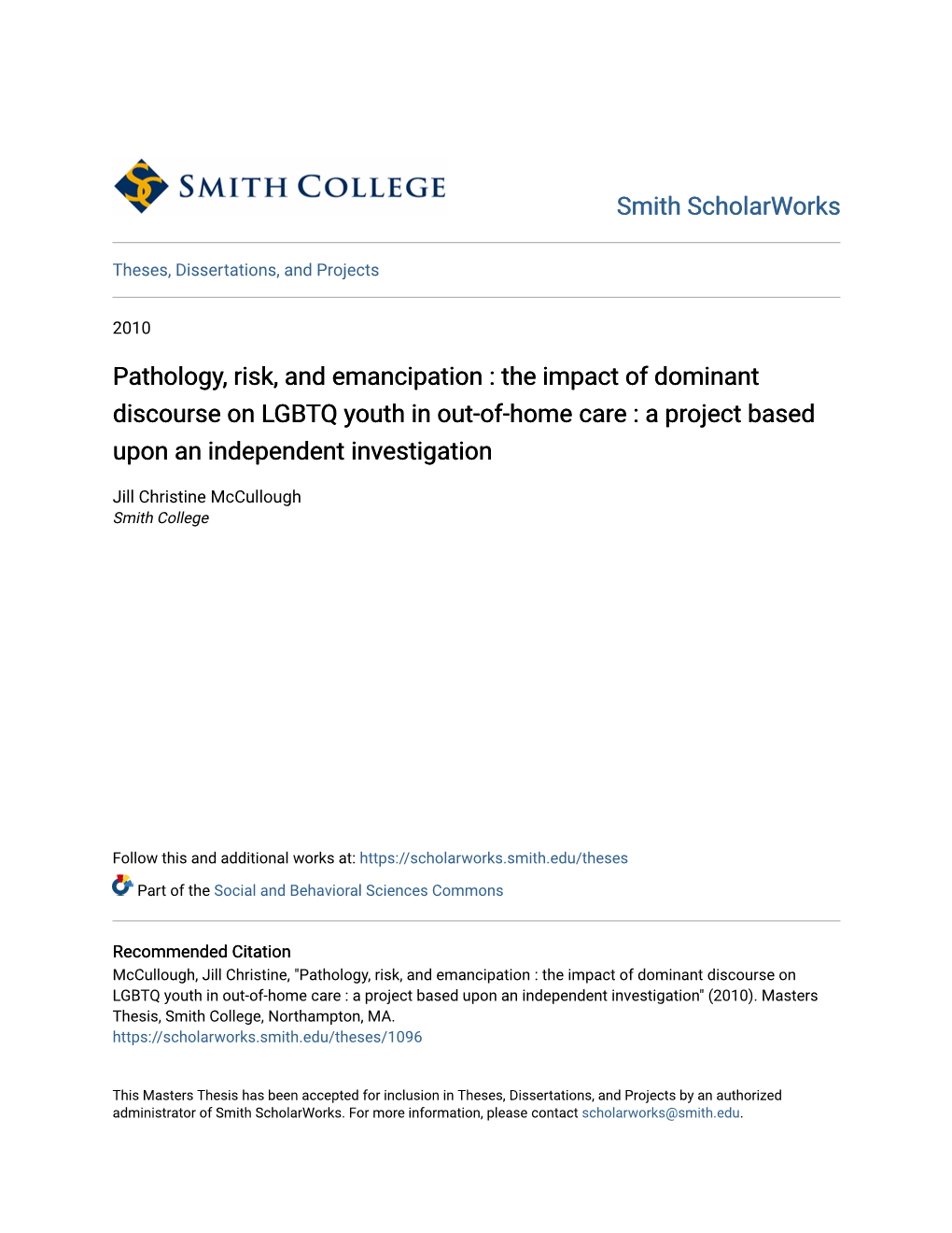 The Impact of Dominant Discourse on LGBTQ Youth in Out-Of-Home Care : a Project Based Upon an Independent Investigation