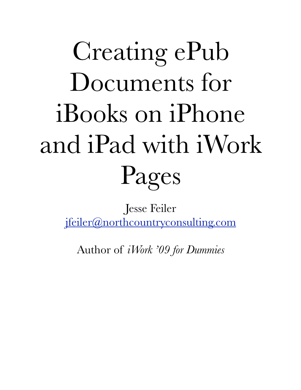 Creating Epub Documents for Ibooks on Iphone and Ipad with Iwork Pages