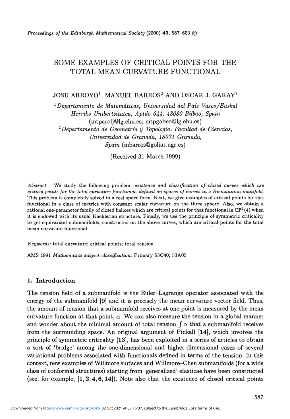 Some Examples of Critical Points for the Total Mean Curvature Functional