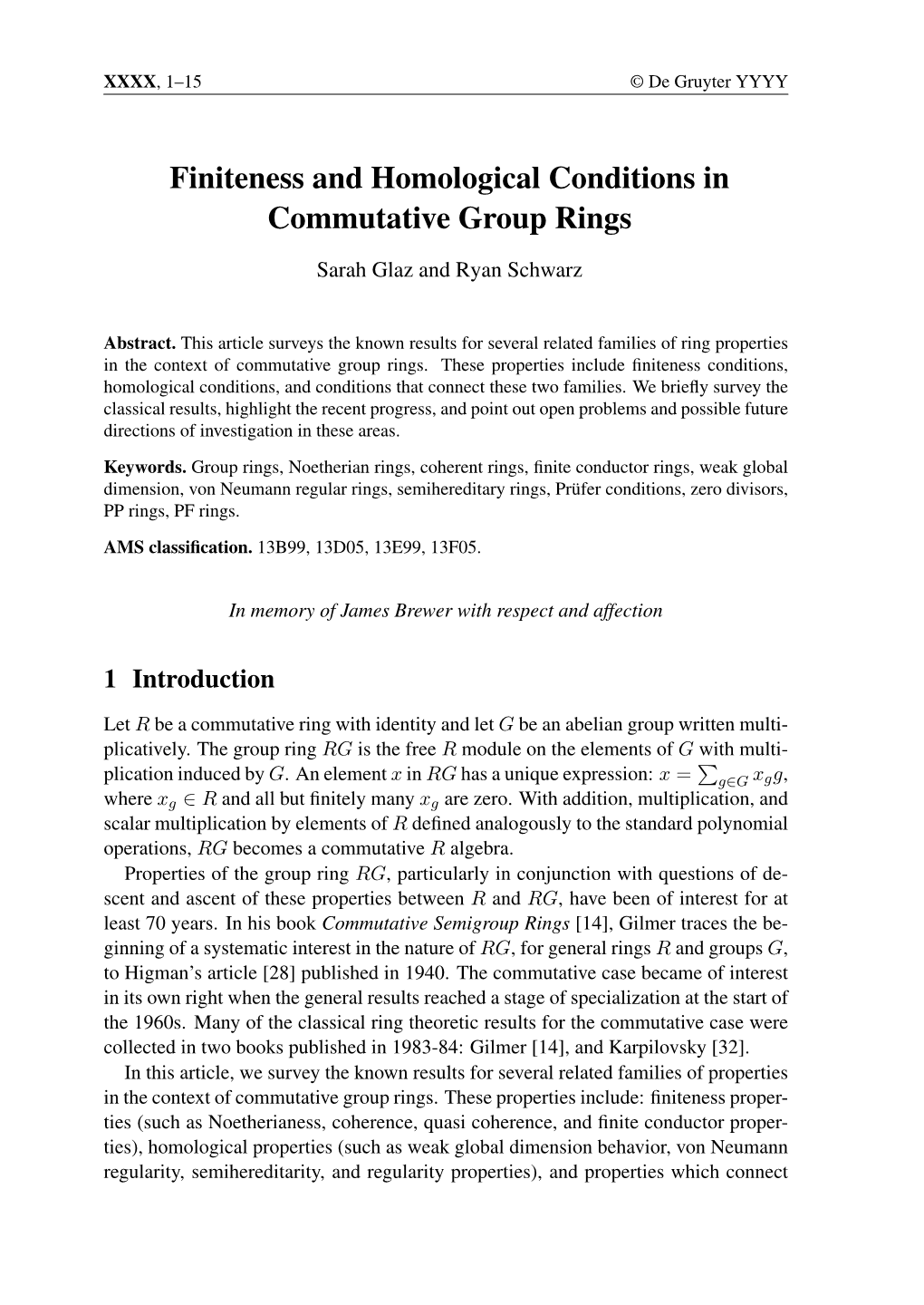 Finiteness and Homological Conditions in Commutative Group Rings