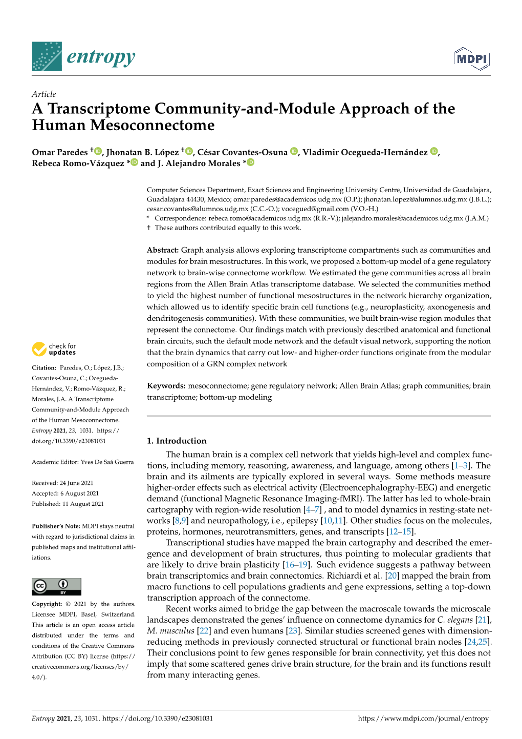 A Transcriptome Community-And-Module Approach of the Human Mesoconnectome