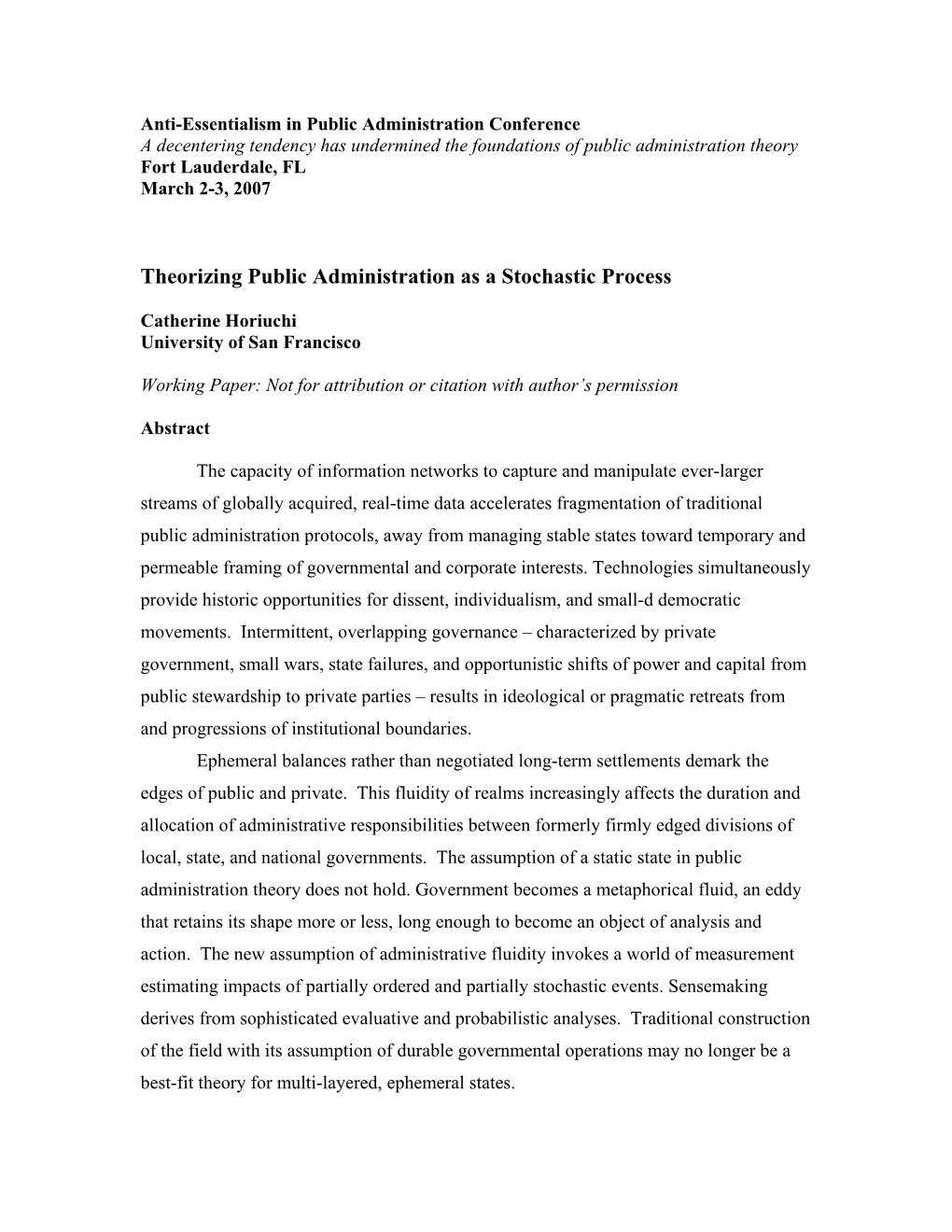 PA As a Stochastic Process