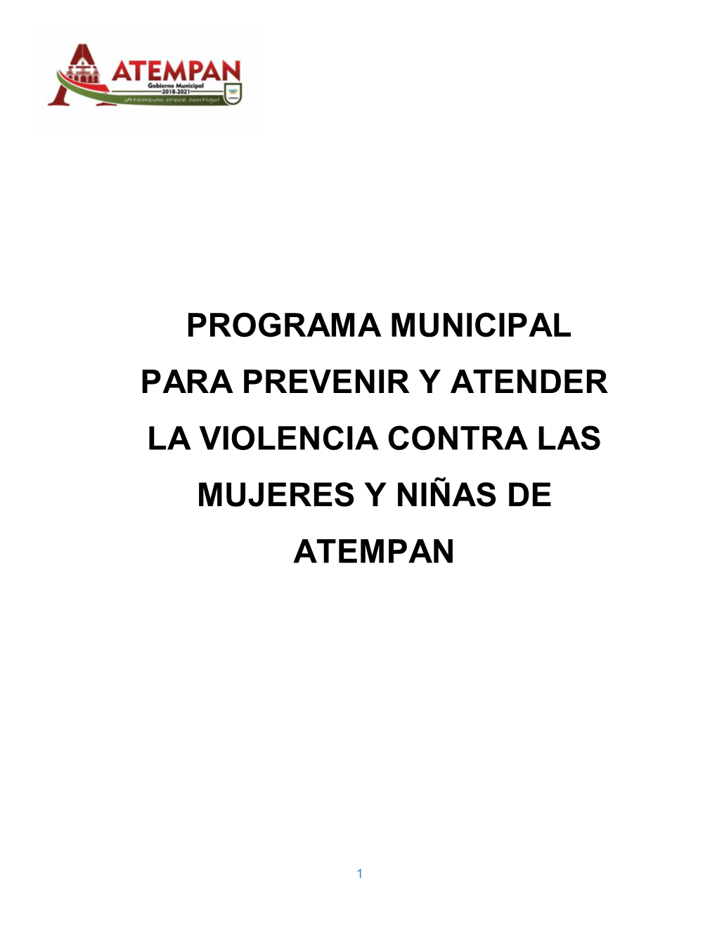Programa Municipal Para Prevenir Y Atender La Violencia Contra Las Mujeres Y Niñas De Atempan