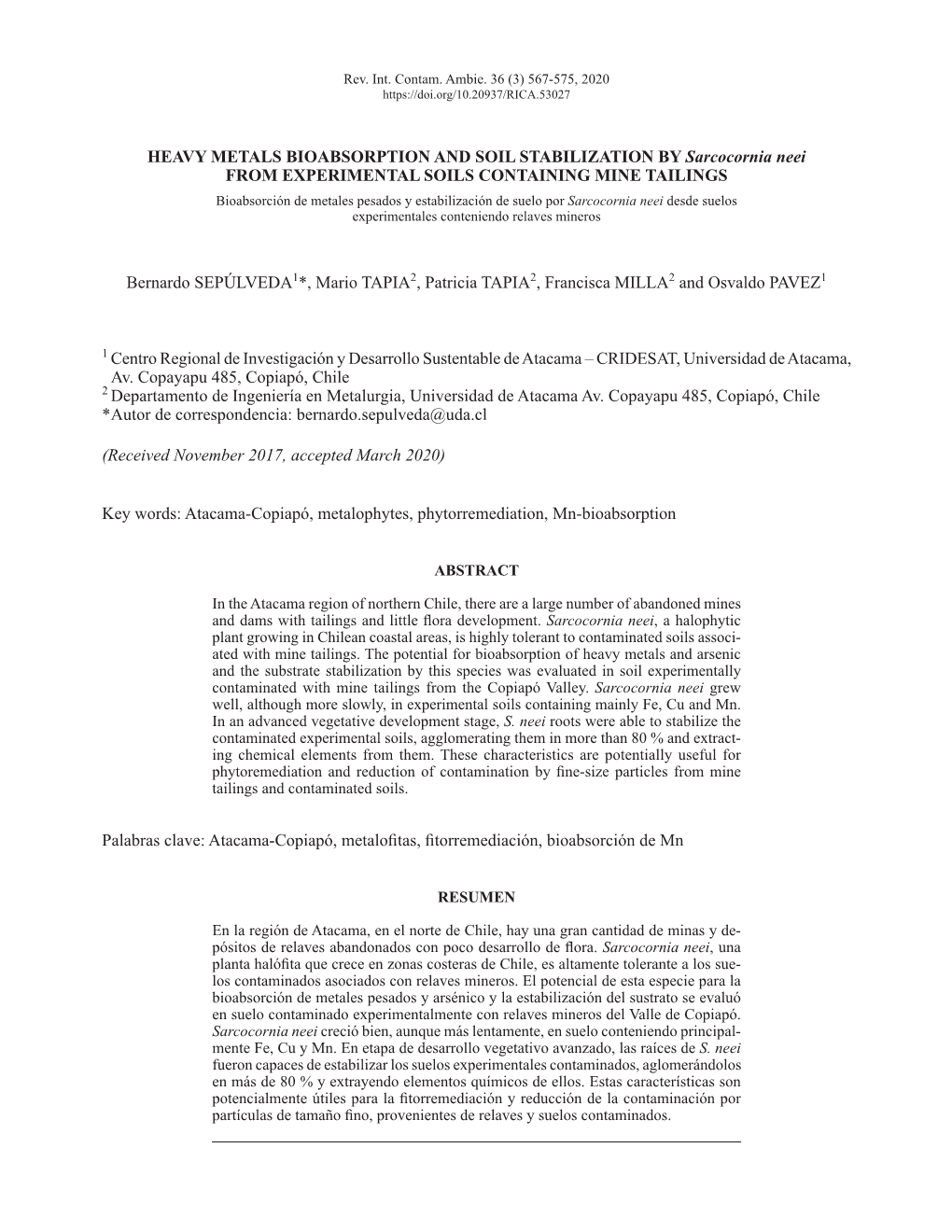 Heavy Metals Bioabsorption and Soil Stabilization By