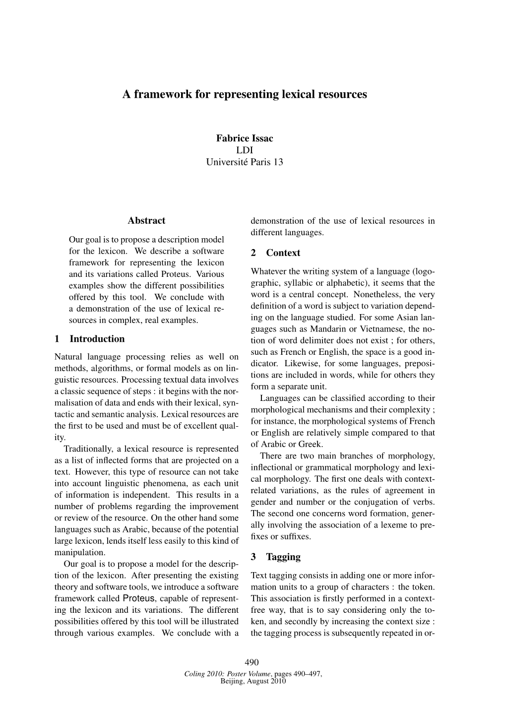 A Framework for Representing Lexical Resources