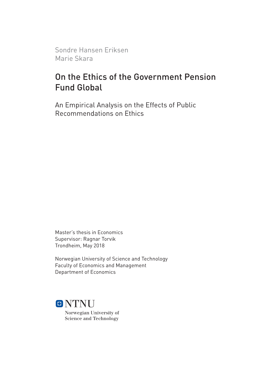 On the Ethics of the Government Pension Fund Global