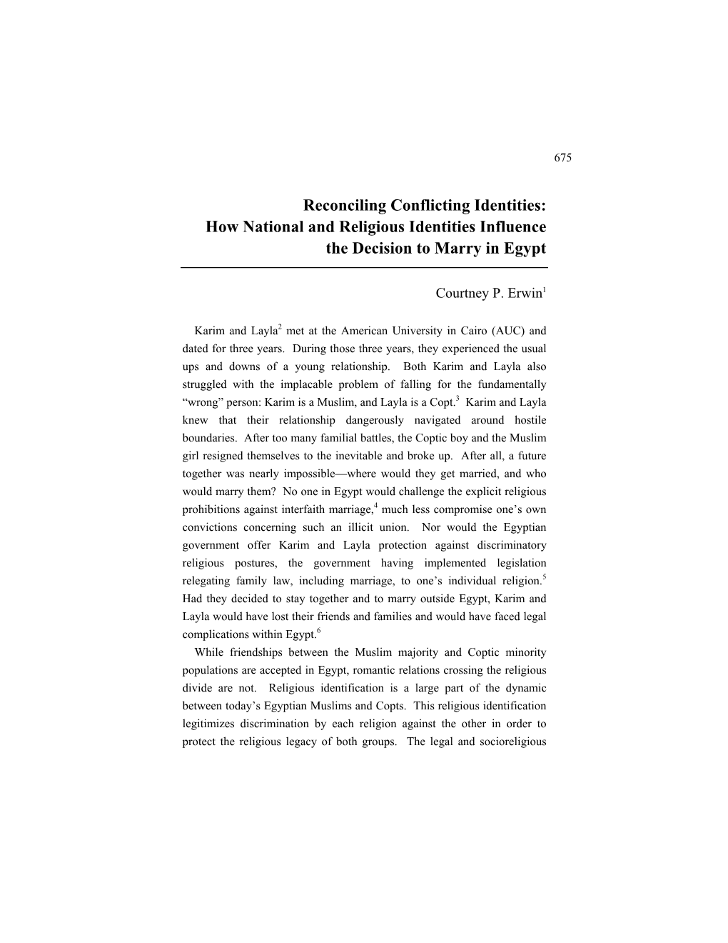 How National and Religious Identities Influence the Decision to Marry in Egypt