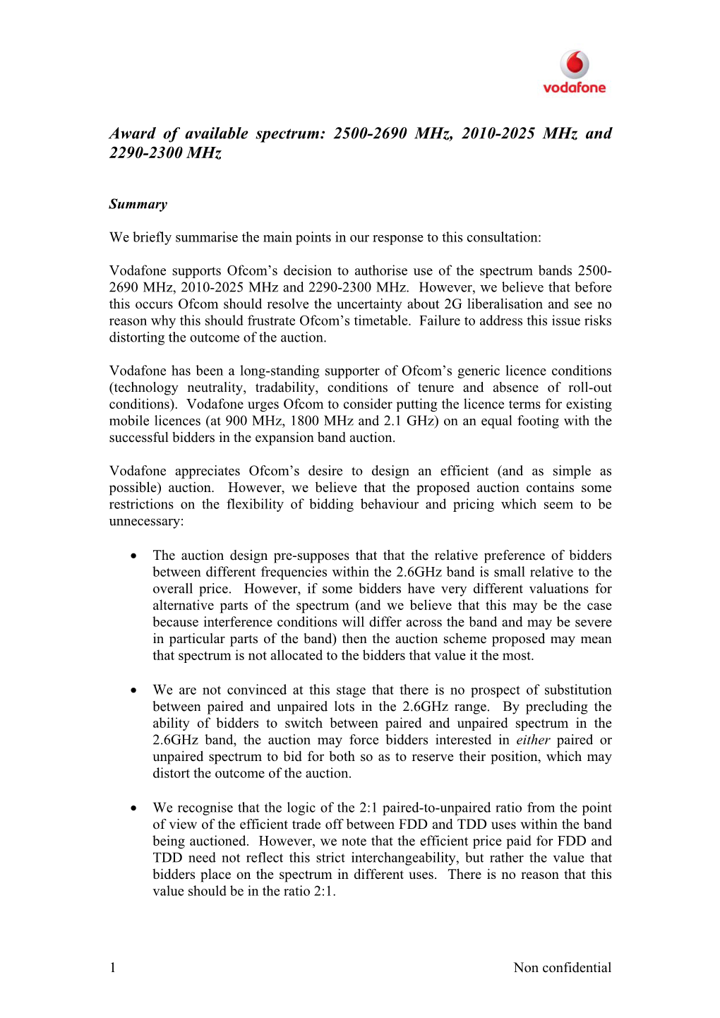 Award of Available Spectrum: 2500-2690 Mhz, 2010-2025 Mhz and 2290-2300 Mhz