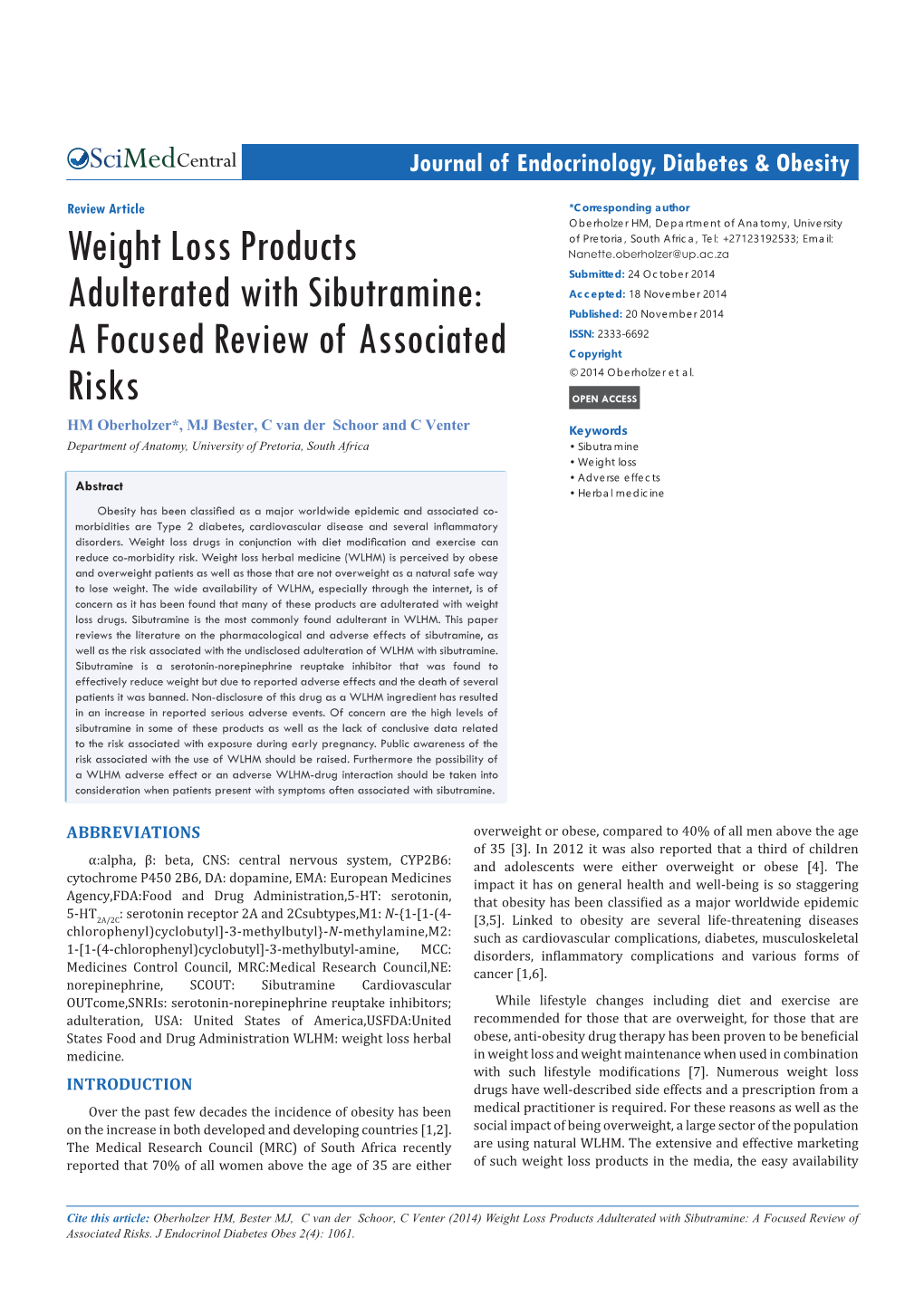 Weight Loss Products Adulterated with Sibutramine: a Focused Review of Associated Risks