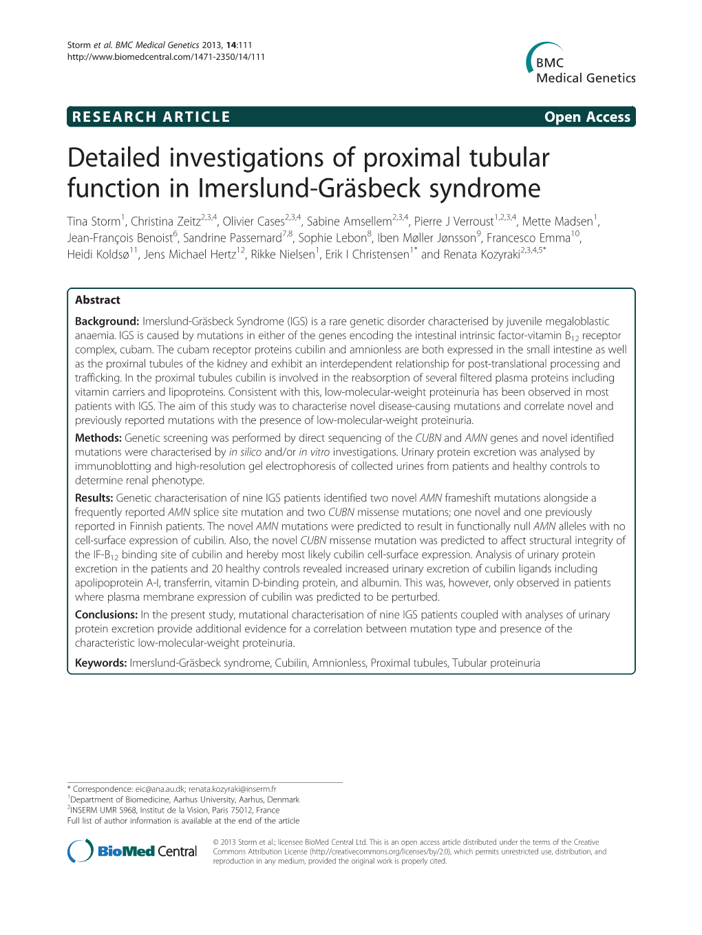 Detailed Investigations of Proximal Tubular Function in Imerslund-Gräsbeck Syndrome