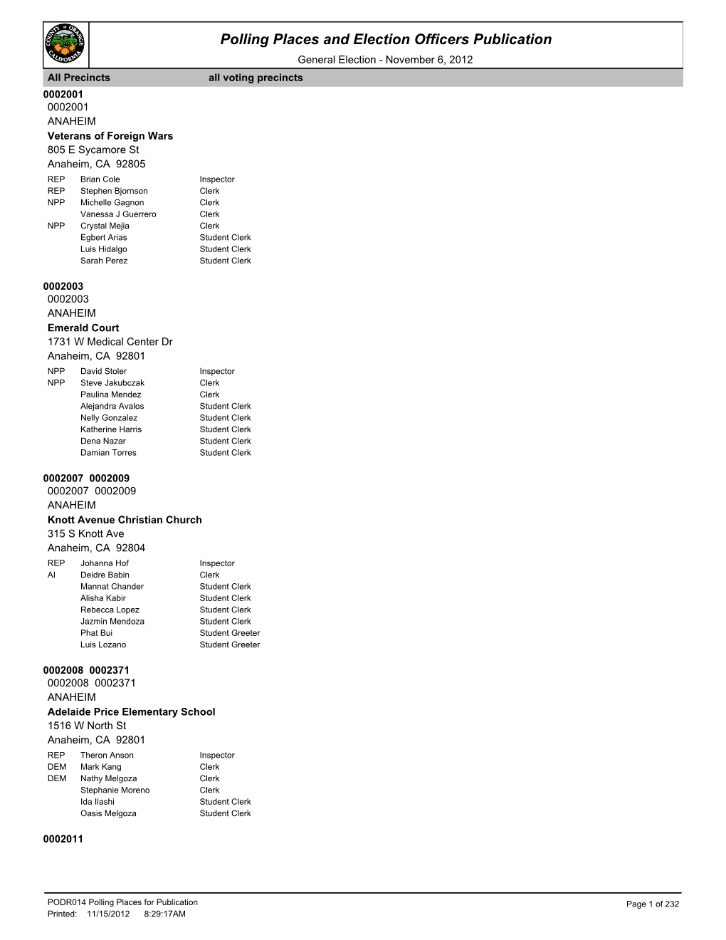 Polling Places and Election Officers Publication