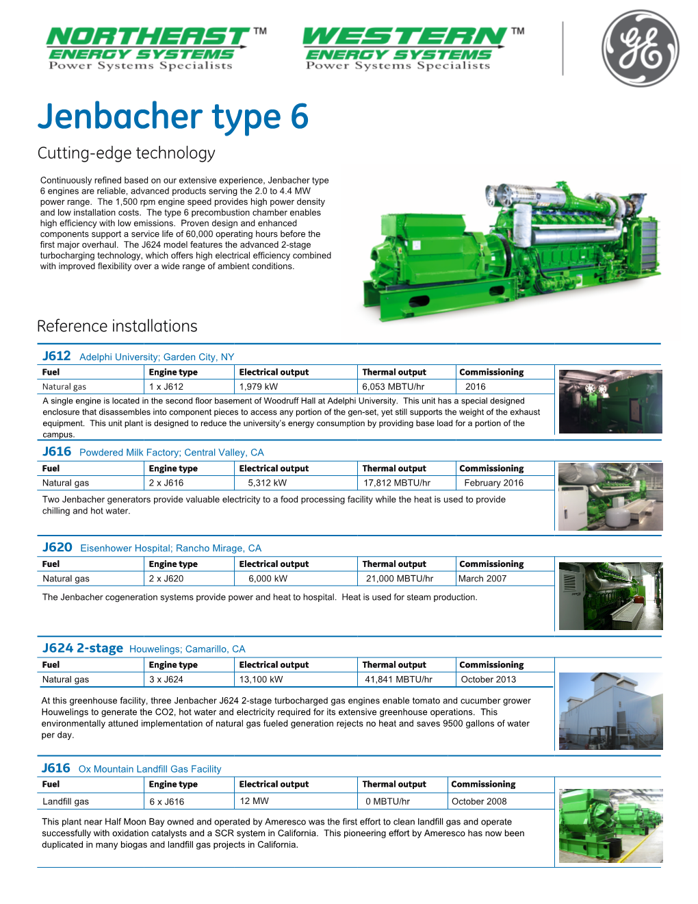 Jenbacher Type 6 Fact Sheet