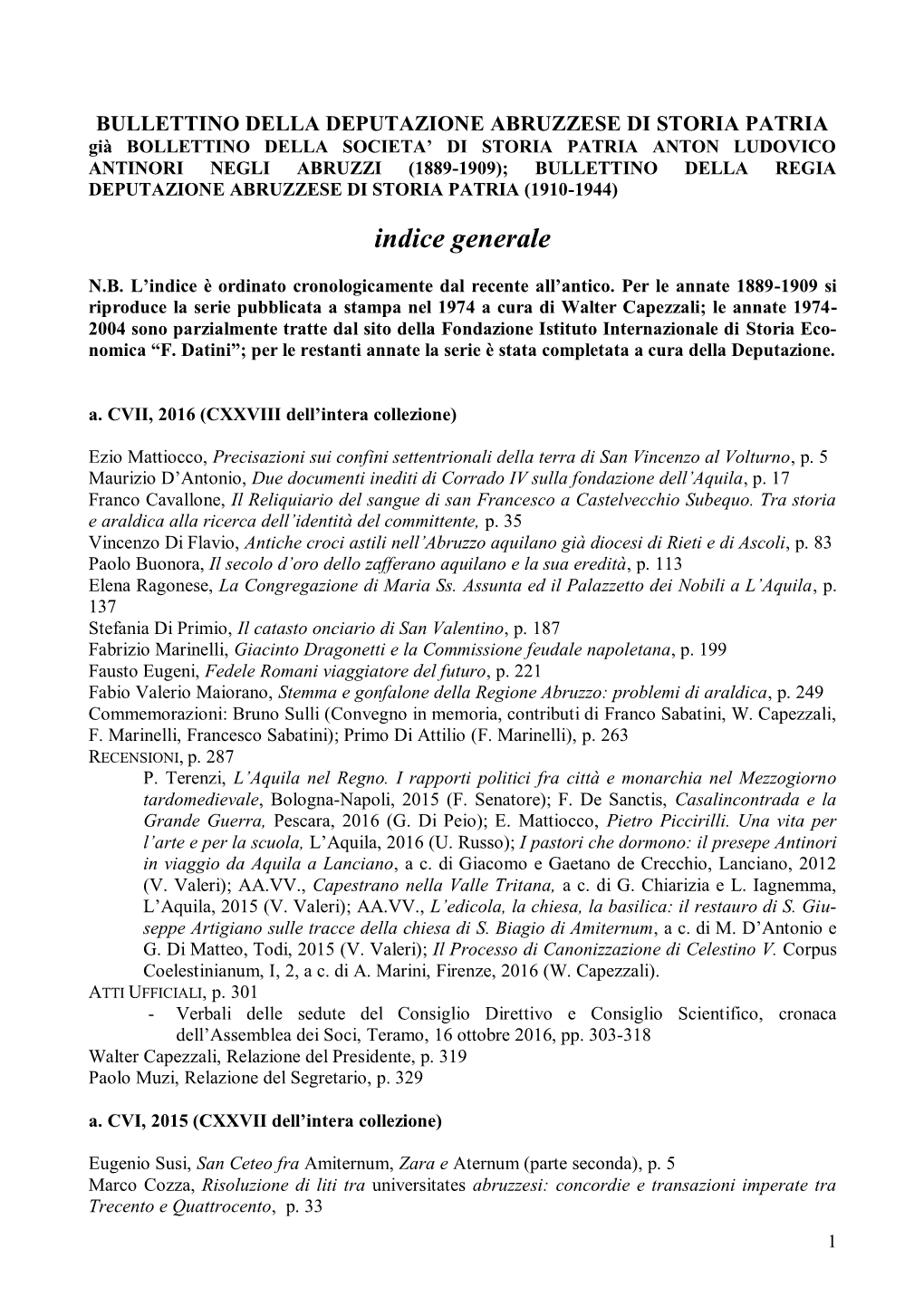 Bullettino Della Deputazione Abruzzese Di Storia Patria