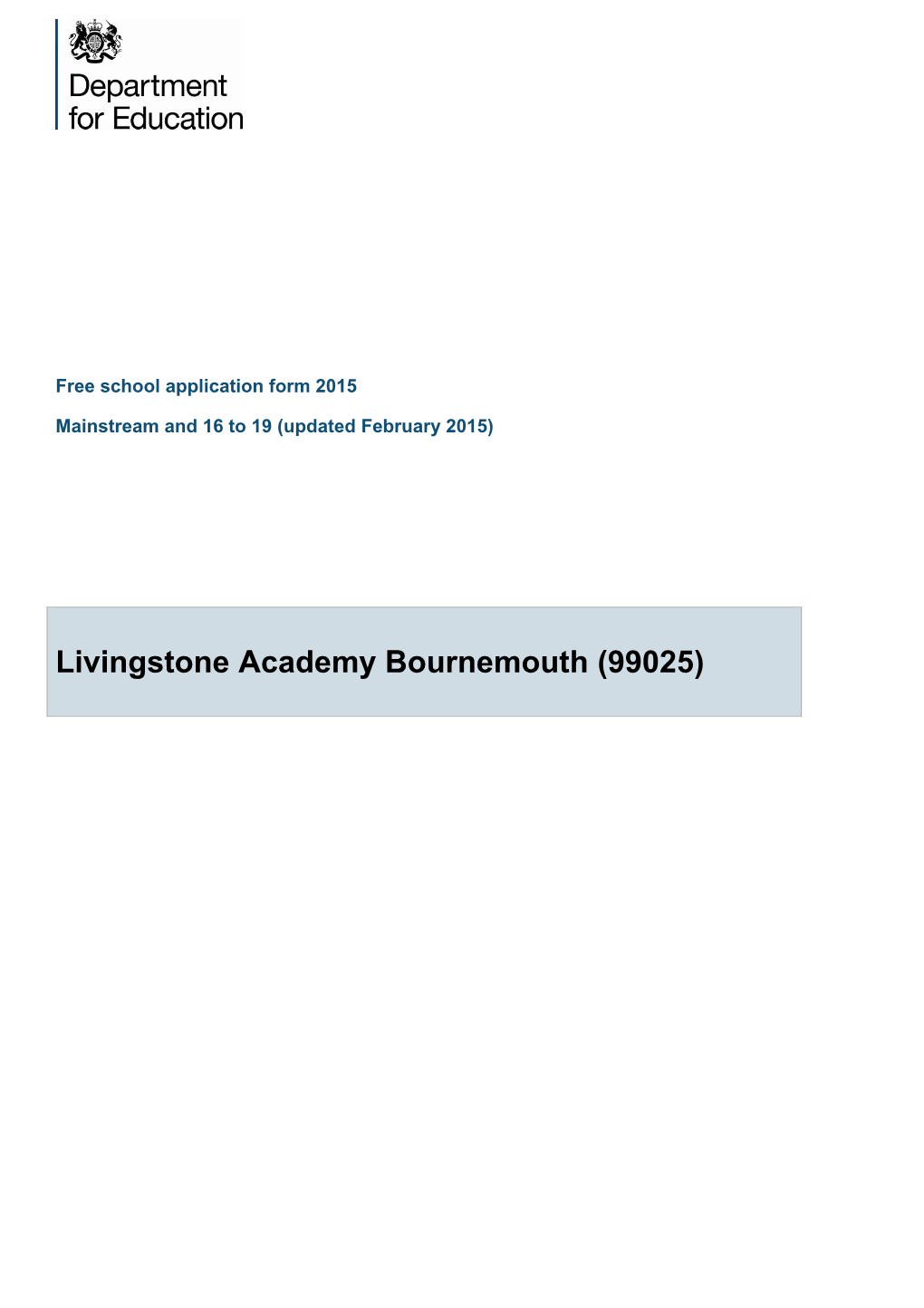 Livingstone Academy Bournemouth (99025)