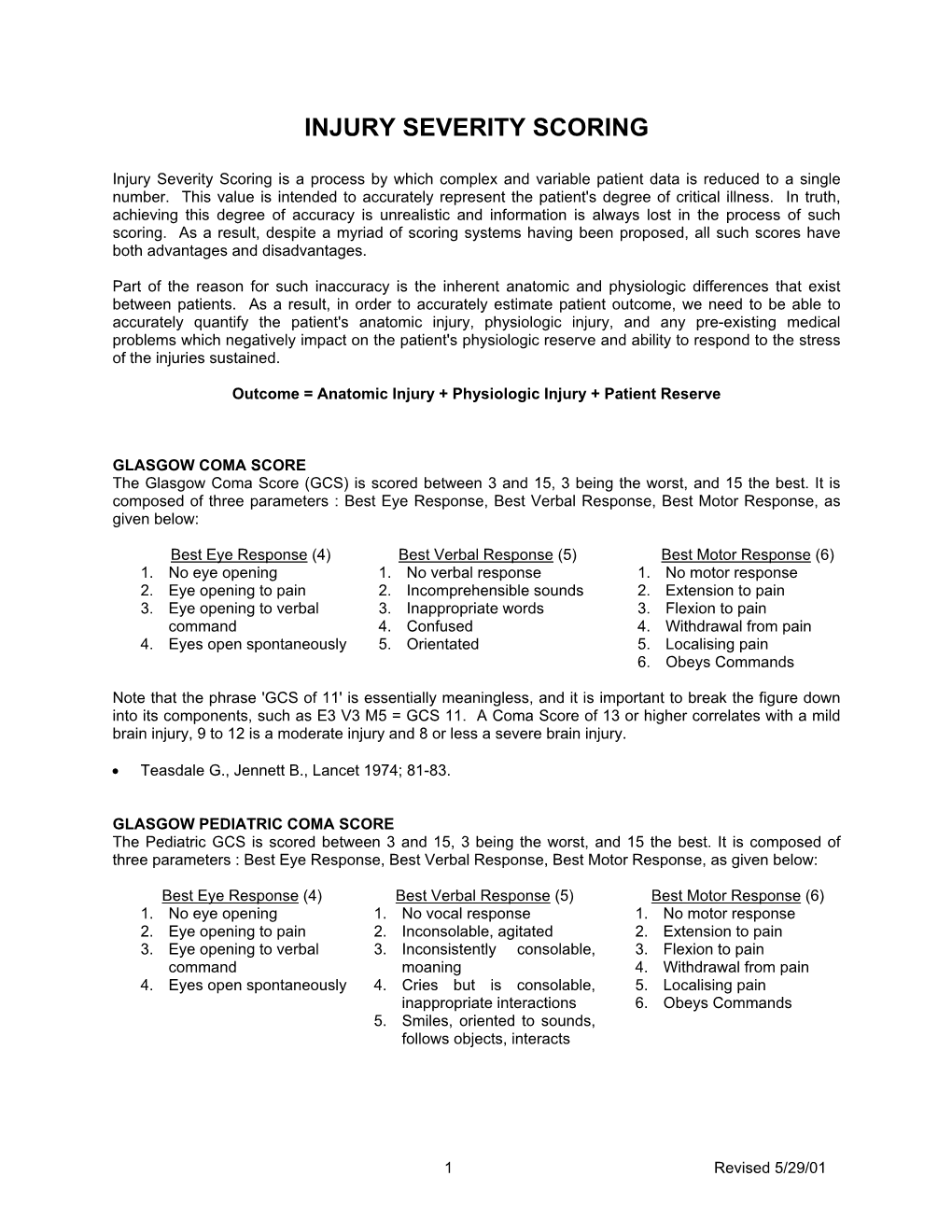 Injury Severity Scoring