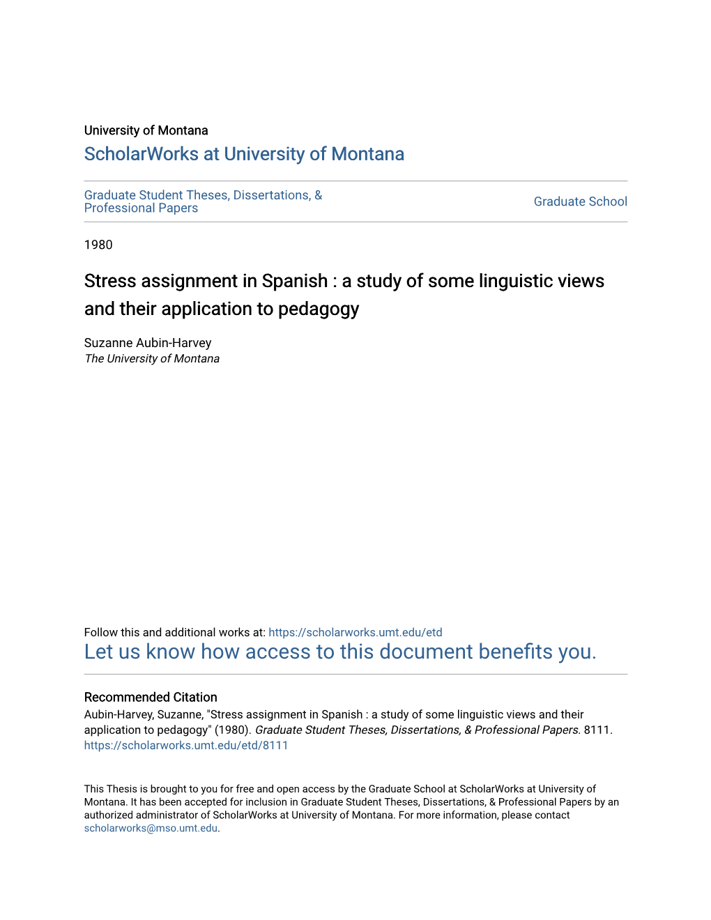 Stress Assignment in Spanish : a Study of Some Linguistic Views and Their Application to Pedagogy