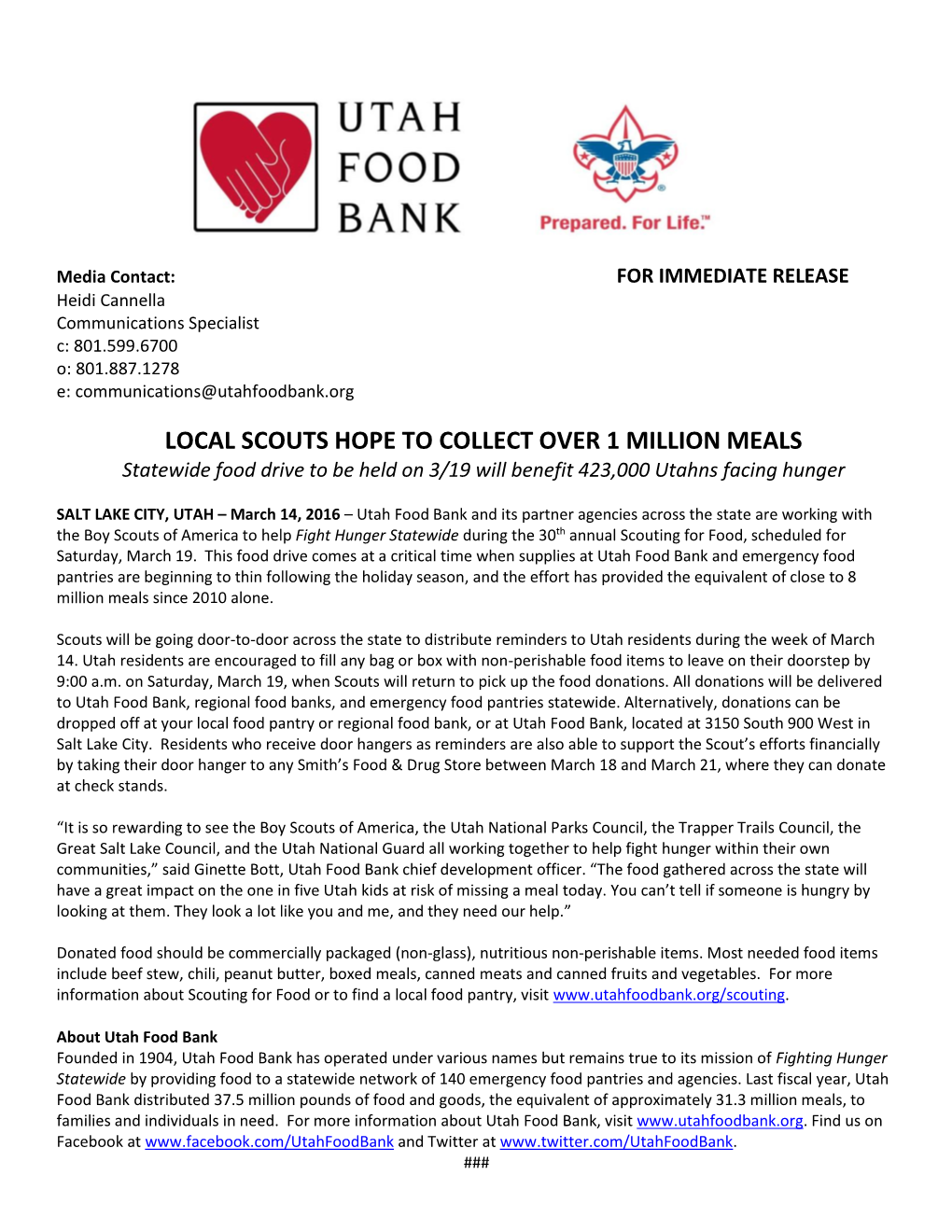 Scouting for Food to Benefit Utah Food