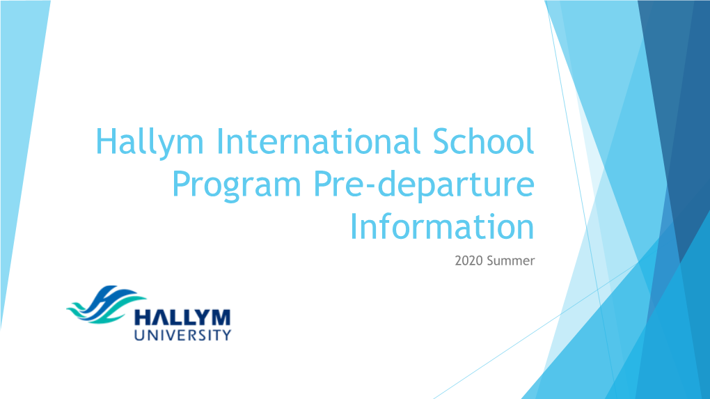 Hallym International School Program Pre-Arrival E-Brochure