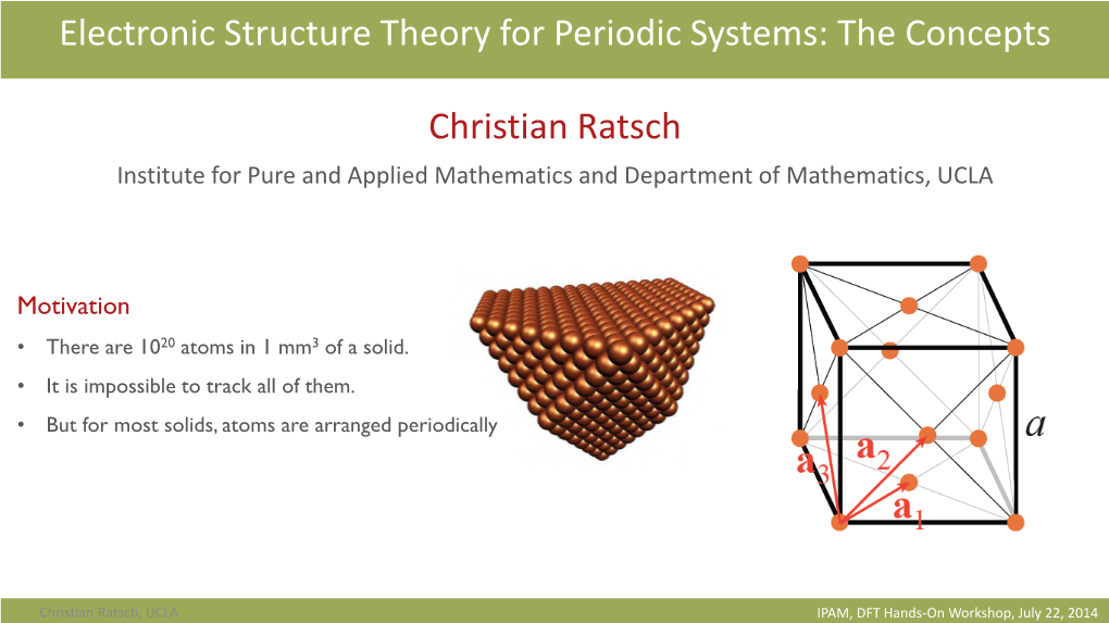 Electronic Structure Theory for Periodic Systems: the Concepts