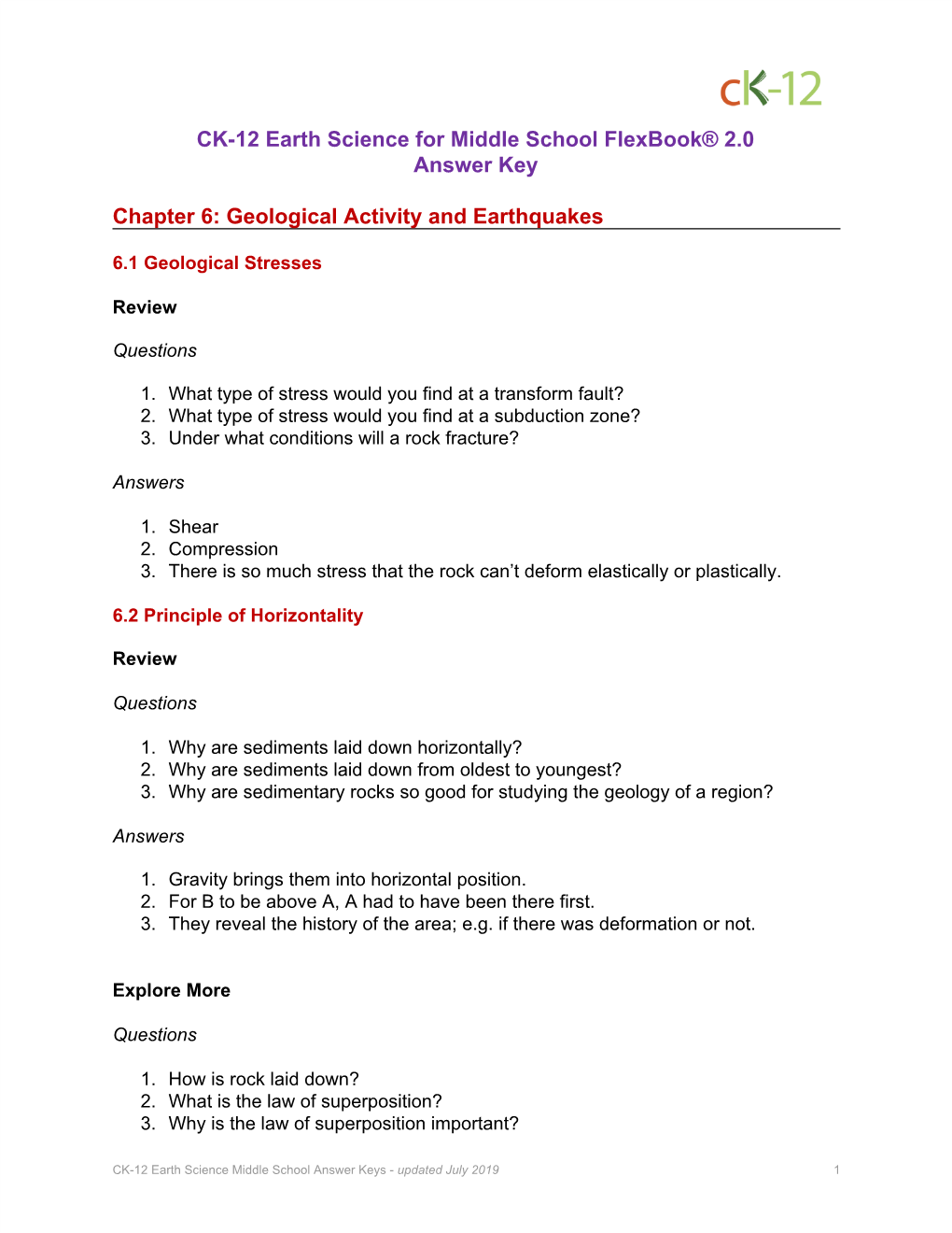 Chapter 6: Geological Activity and Earthquakes