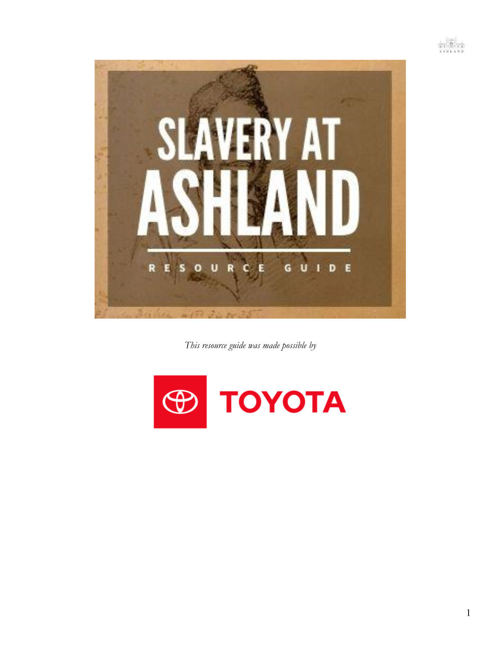 Slavery at Ashland Resource Guide