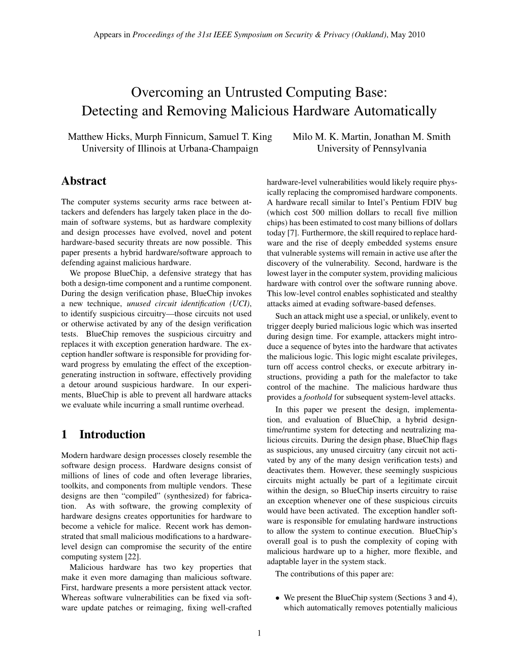 Detecting and Removing Malicious Hardware Automatically