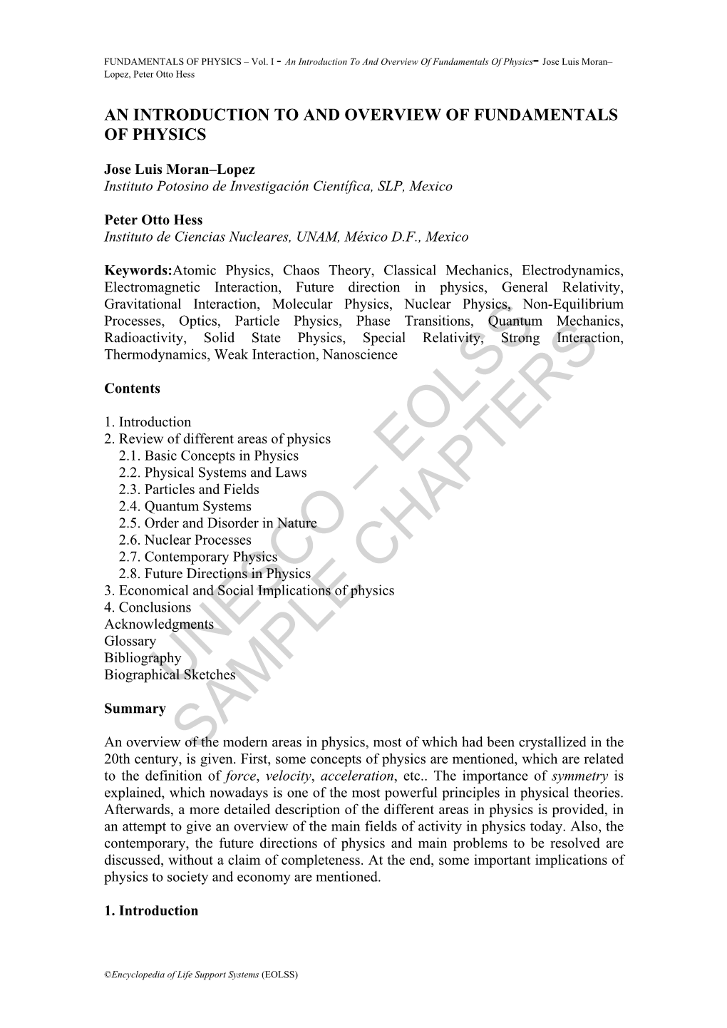 An Introduction to and Overview of Fundamentals of Physics- Jose Luis Moran– Lopez, Peter Otto Hess